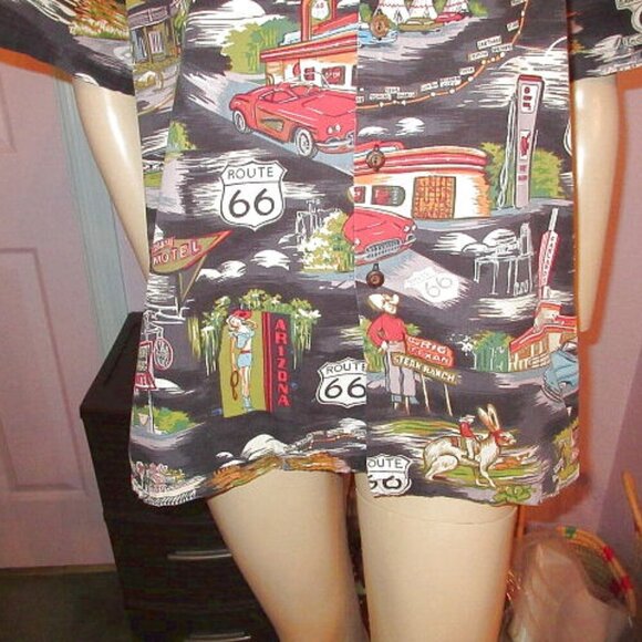 Vtg Pacific Legend Men's Hawaiian Shirt Size L Button Up Route 66 Dinosaur USA - Picture 6 of 12